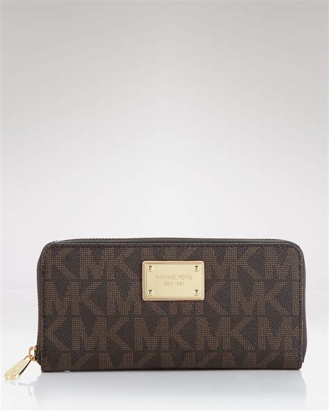 michael kors wallet continental monogram leather brown|michael kors monogram wallet.